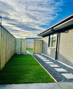 Turf and path landscaping on a new-build home in Canterbury by SK Civil & Landscaping