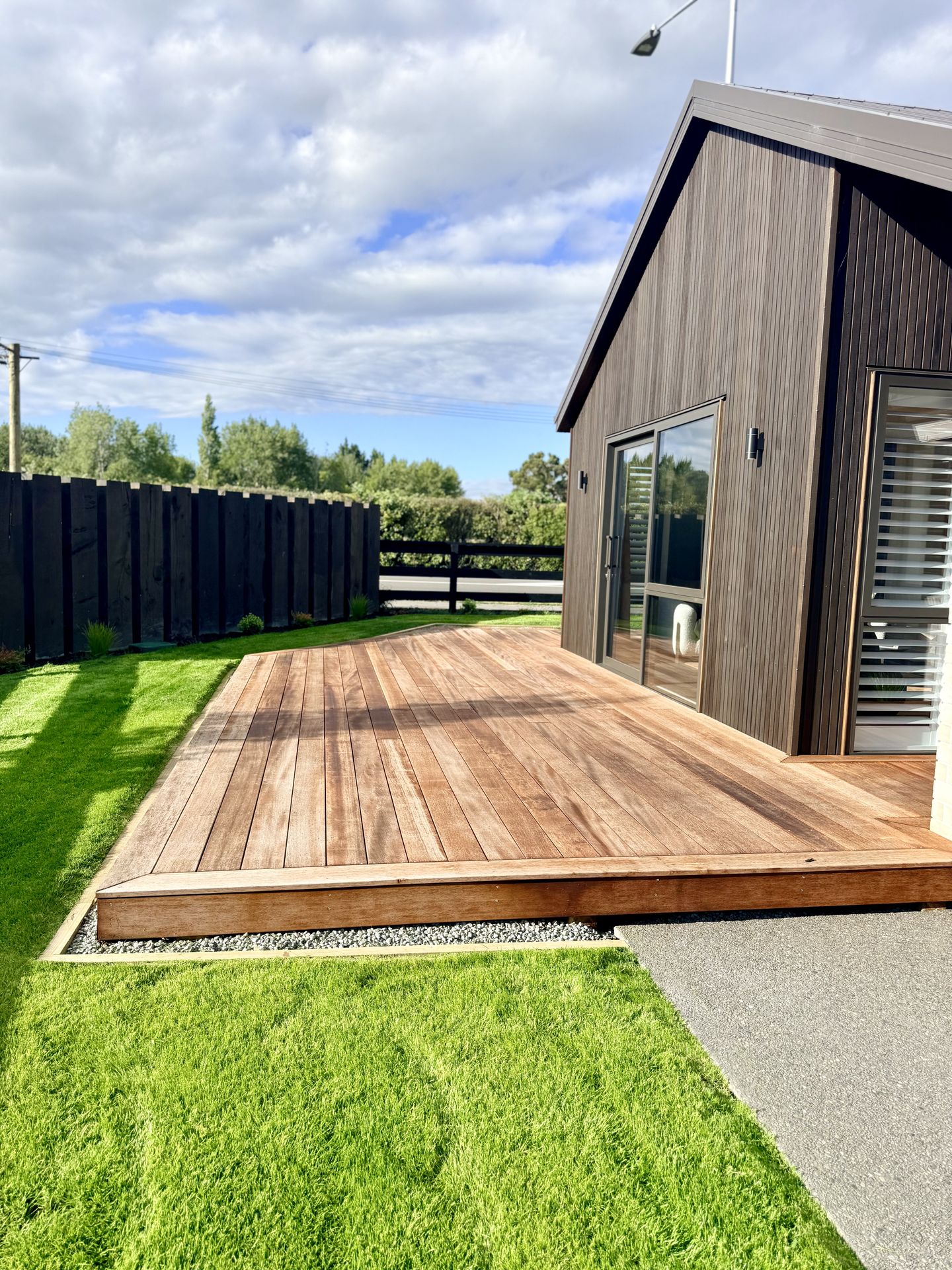 Timber deck and new lawn landscaping project by SK Civil in Rolleston, Canterbury