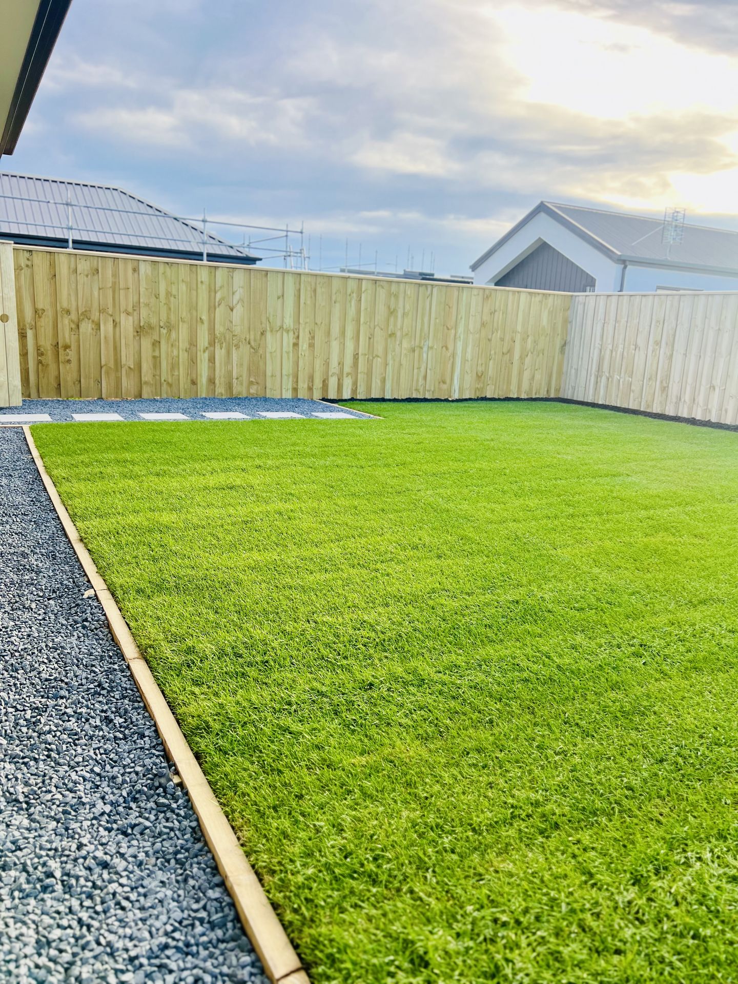 New lawn with clean turf edging by SK Civil & Landscaping in Christchurch